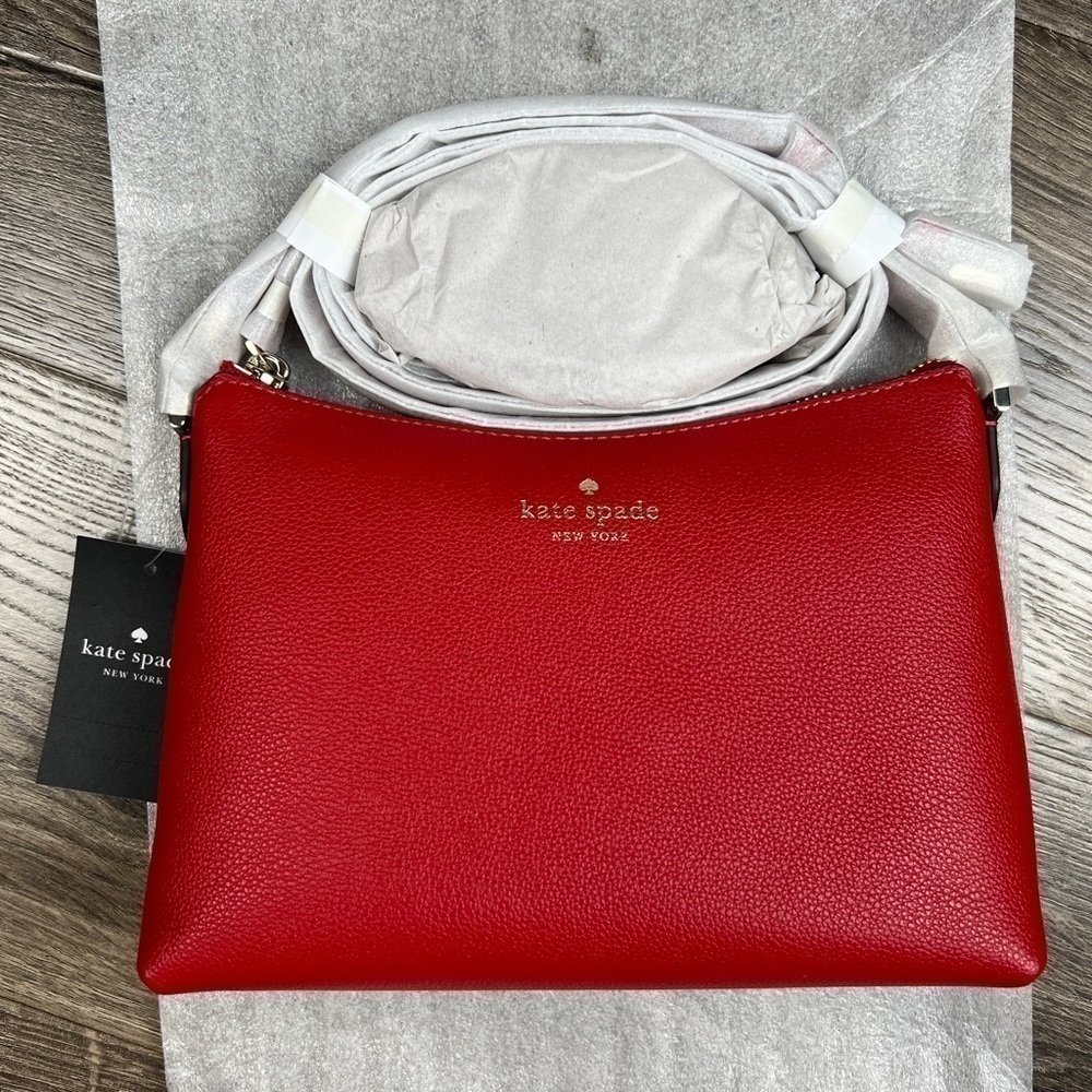 Kate Spade Bailey Crossbody Bag NWT Candied Cherry Red Textured Leather NEW - Picture 2 of 11